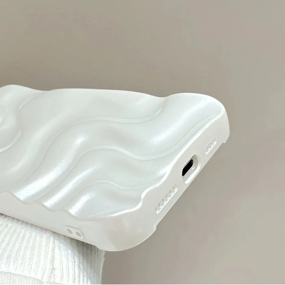 iPhone  Case Pearl White Three Dimensional Wave Pattern - Picture 7 of 7